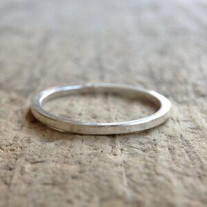 925 Sterling Silver Square Ring Handmade - Size 8